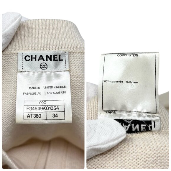 CHANEL Vintage 09C CC Logo Long Cardigan #34 Knit Heart Button Cream [105126] - Picture 11 of 11